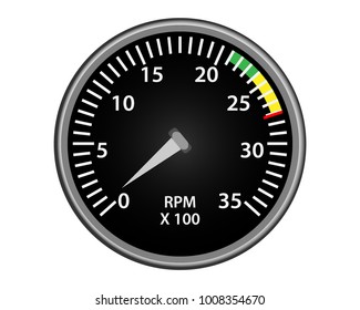 Tachometer RPM plane aircraft vector instrument indicator part of dashboard navigation