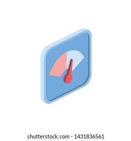 Tachometer screen. Vector 3d isometric color icon new flat style. Creative illustration, idea for infographics.