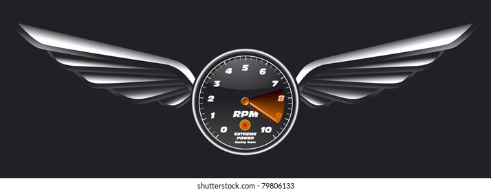 tachometer shield with glossy wings