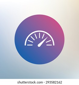 Tachometer sign icon. Revolution-counter symbol. Car speedometer performance. Icon on blurred background. Vector