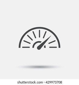 Tachometer sign icon. Revolution-counter symbol. Car speedometer performance. Flat speed web icon on white background. Vector