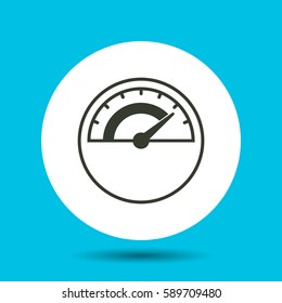 Tachometer, speedometer and indicator icon. Flat vector illustration in black on white background.