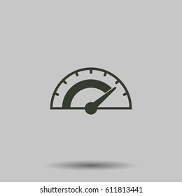 Tachometer, speedometer and indicator icon. Flat vector illustration in black on white background.