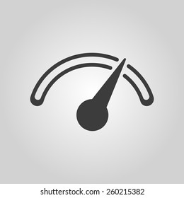 The tachometer, speedometer and indicator icon. Performance measurement symbol. Flat Vector illustration