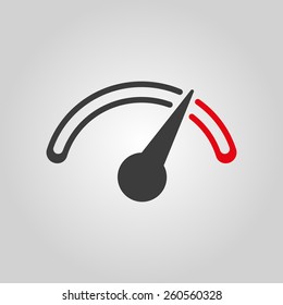 The tachometer, speedometer and indicator icon. Performance measurement symbol. Flat Vector illustration