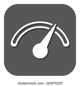 The tachometer, speedometer and indicator icon. Performance measurement symbol. Flat Vector illustration. Button