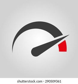 The tachometer, speedometer and indicator icon. Performance measurement symbol. Flat Vector illustration