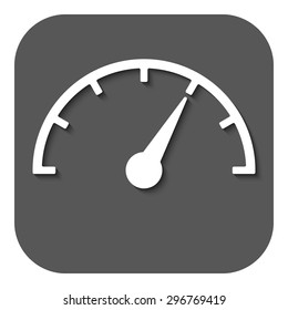 The tachometer, speedometer and indicator icon. Performance measurement symbol. Flat Vector illustration. Button