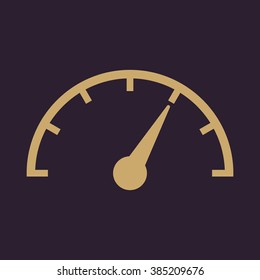 The tachometer, speedometer and indicator icon. Performance measurement symbol. Flat Vector illustration