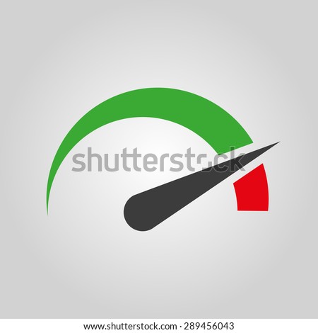 The tachometer, speedometer and indicator icon. Performance measurement symbol. Flat Vector illustration
