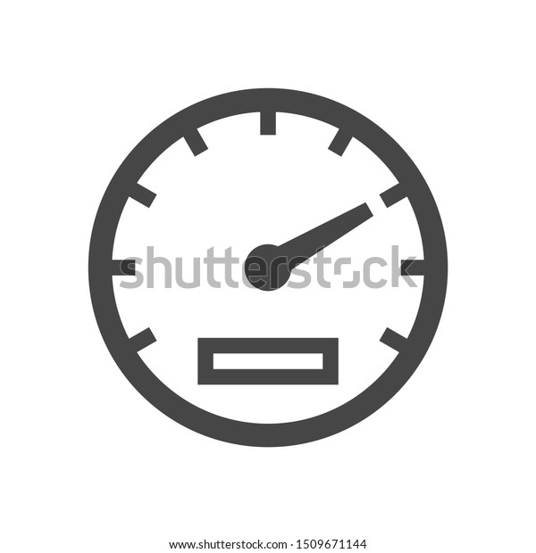 The tachometer, speedometer and indicator\
icon. Performance measurement symbol. Flat web pictogram or sign\
isolated on grey\
background.