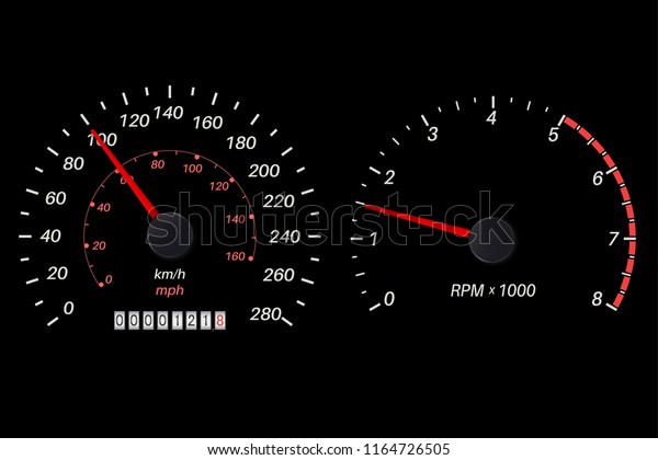 Tachometer Speedometer Scale On Black Background Stock Vector (Royalty ...