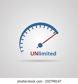 Tachometer, Speedometer Symbol Of Unlimited Speed, Business Concept. Vector Illustrations 