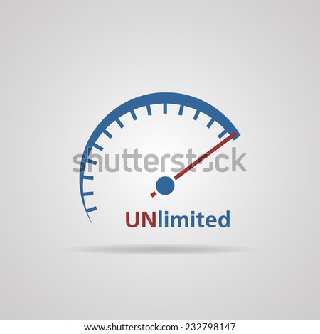 Tachometer, Speedometer symbol of unlimited speed, business concept. vector illustrations 