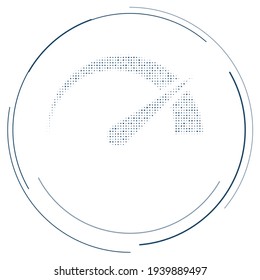 The tachometer symbol filled with dark blue dots. Pointillism style. Vector illustration on white background