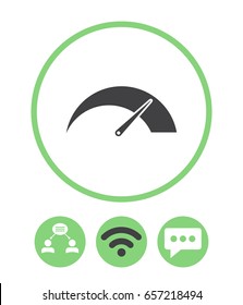 Tachometer, teamwork, wireless and speech bubble vector icon.