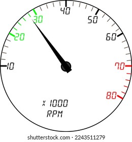 tachometer vector illustration. rpm pointer. gauge tachometer. needle display monitor