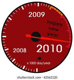 tachometr with wishes of happy new year 2010