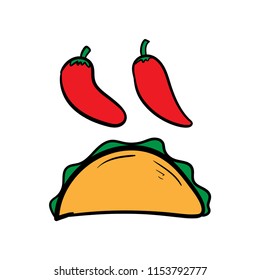 tachos and chillies doodle icon color