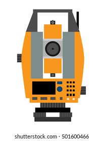 Tachymeter. Device for measuring angles and distances apparatus. Vector illustration