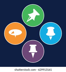 Tack icons set. set of 4 tack filled icons such as