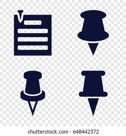 Tack icons set. set of 4 tack filled icons such as pin