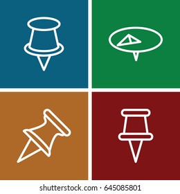 Tack icons set. set of 4 tack outline icons such as