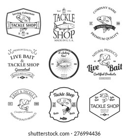 Tackle And Bait Shop Label Desing Elemets Emblem Vector illustration