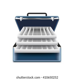 Tackle box isolated on white photo-realistic vector illustration