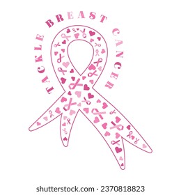 Tackle Breast Cancer Creative Pink Ribbon typography vector design, Show your support for cancer survivors and those fighting the disease with this purple and pink ribbon design