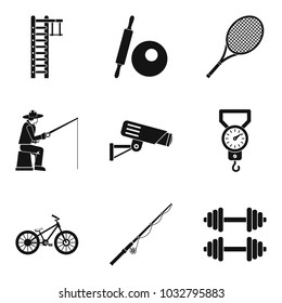Tackle icons set. Simple set of 9 tackle vector icons for web isolated on white background