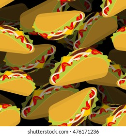 Taco 3d background. Volume texture Mexican food. Tortilla chips and onion. Tomato and fresh meat
