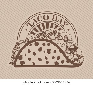 taco badge design over white