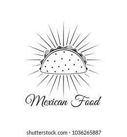Taco in beams. Isolated Mexican Food. Vector illustration isolated on white background.