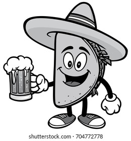 Taco with Beer Illustration