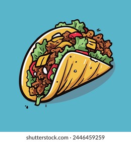 Taco Birria Tacos Quesabirria Mexican Traditional Food Illustration Vector Drawing.