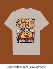 Taco 'Bout Spooky Vampire Taco Halloween T-Shirt Design - Funny Halloween Pun Vector