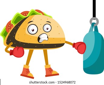 Taco boxing, illustration, vector on white background.