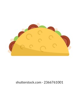 Taco burrito icon flat vector. Mexican food. Cooked meal isolated