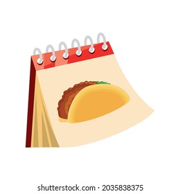 taco and calendar day icon isolated