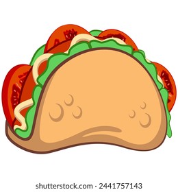 taco cartoon character emoticon, cute delicious taco mascot
