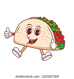 Taco Cartoon Character. Taco Mascot Vector Illustration. Food Mascot Isolated