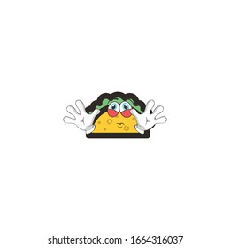 taco cartoon characters design with expression. you can use for stickers, pins, mascot or patches
