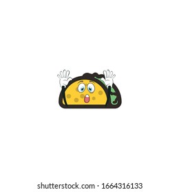 taco cartoon characters design with expression. you can use for stickers, pins, mascot or patches