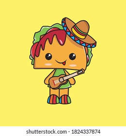 Taco cartoon in cute style and cheerful colors. These cartoons are suitable for posters, business cards, stickers.