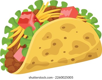 Taco cartoon icon. Traditional mexican fast food