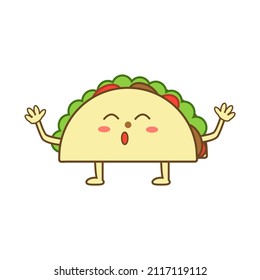 taco cartoon illustration with various expressions