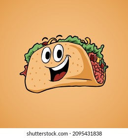 Taco cartoon mascot with happy expression 