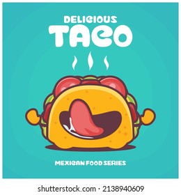 Taco cartoon. mexican food vector illustration. with a funny expression