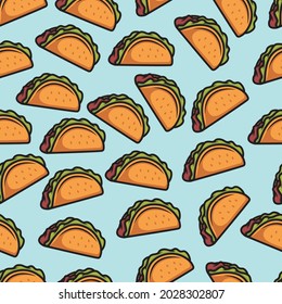 taco cartoon seamless pattern design